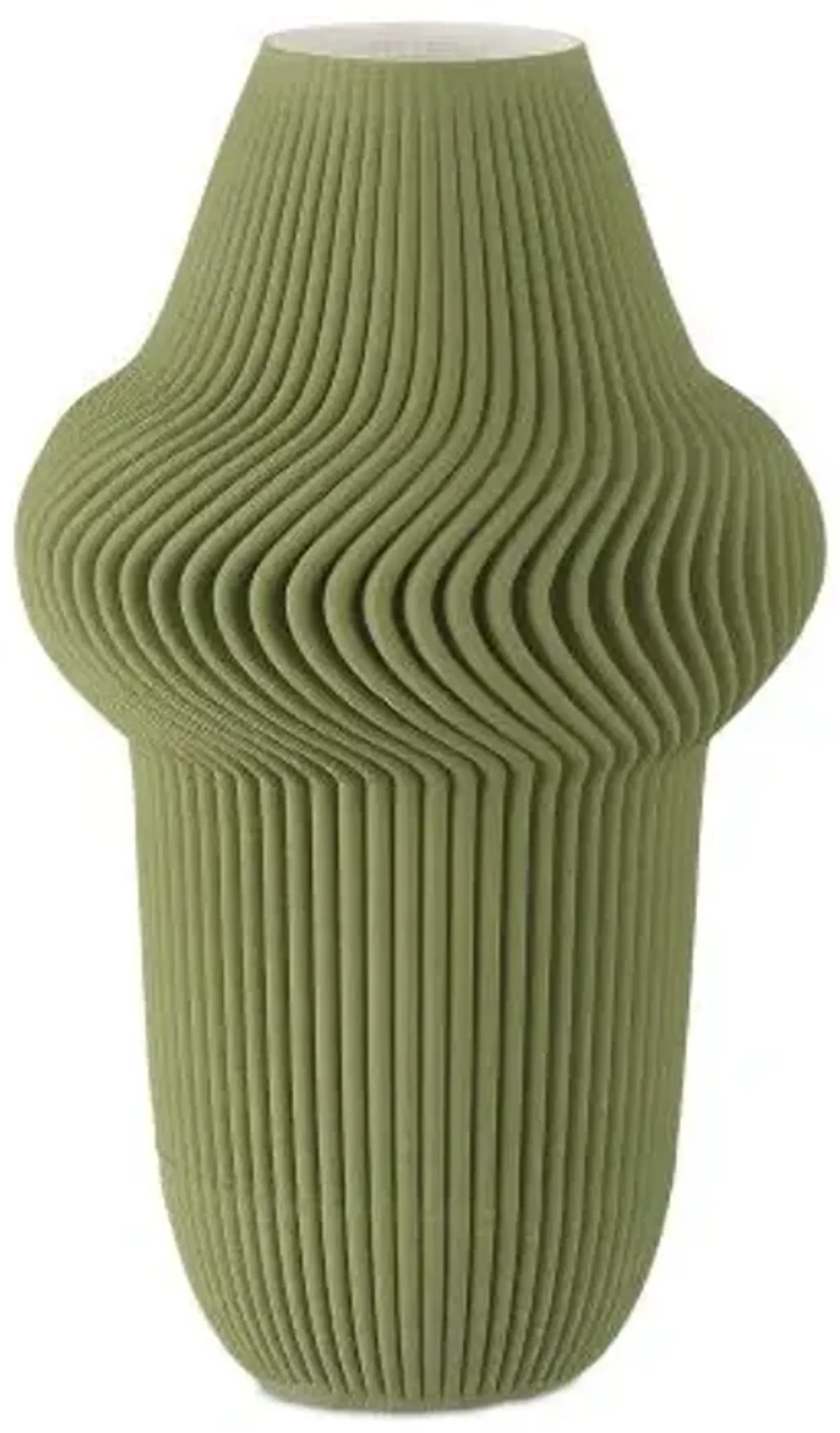 Green Plisse Vase - Green - Currey & Company