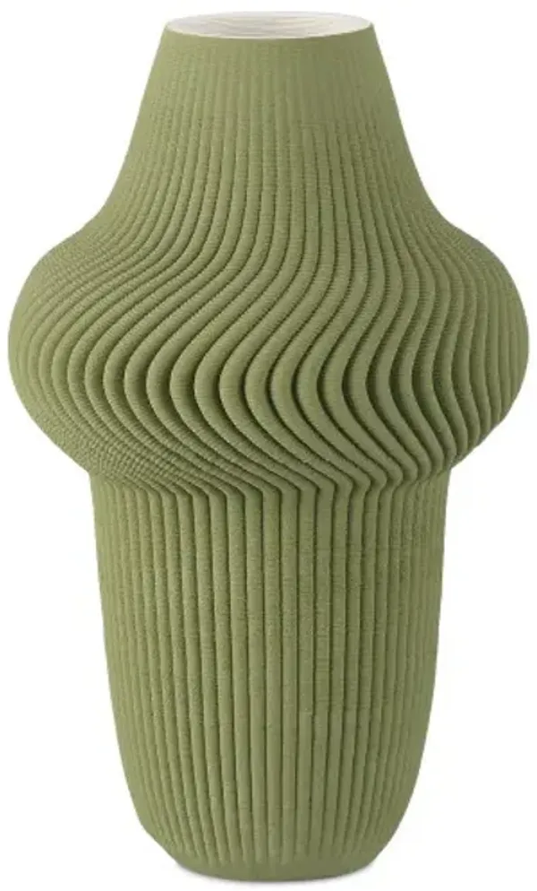 Green Plisse Vase, Green
