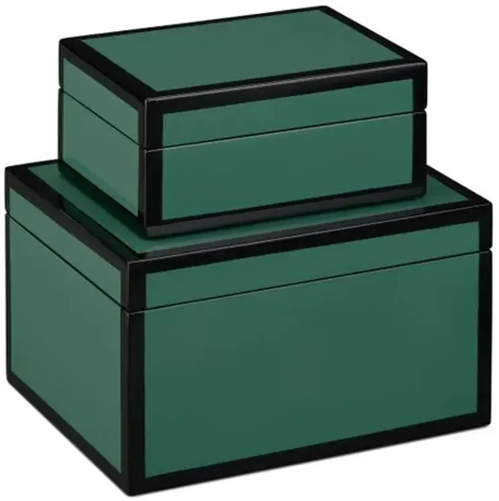 Set of 2 Lacquer Boxes - Currey & Company - Green