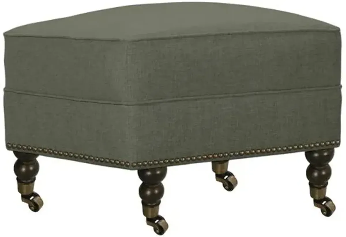 Margot Linen-Blend Ottoman - Green