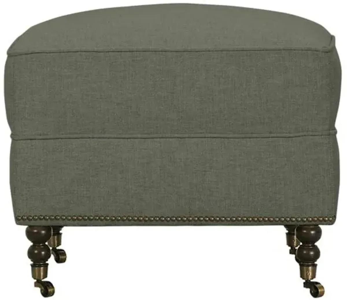 Margot Linen-Blend Ottoman - Green