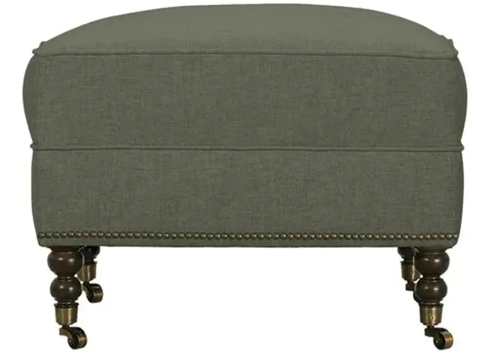 Margot Linen-Blend Ottoman - Green