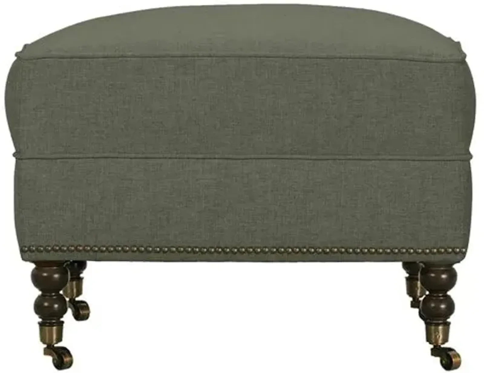 Margot Linen-Blend Ottoman - Green