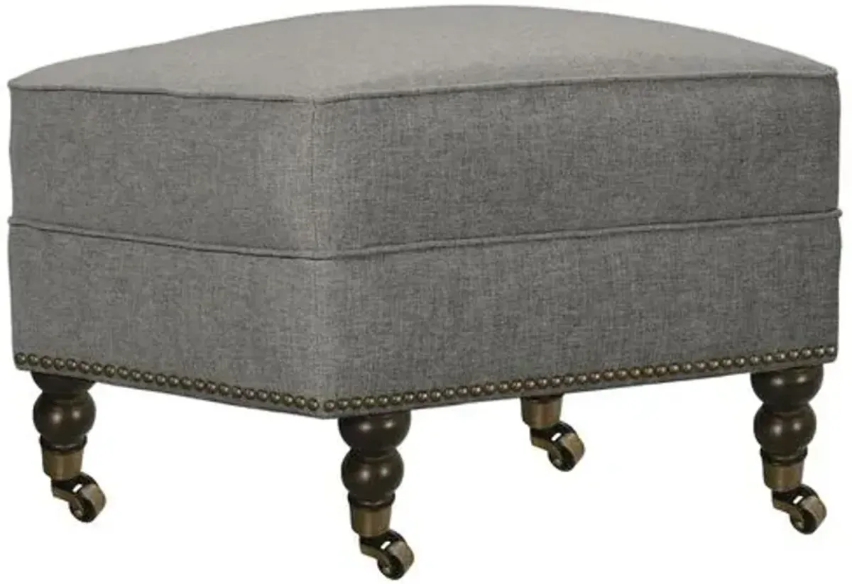 Margot Linen-Blend Ottoman - Gray