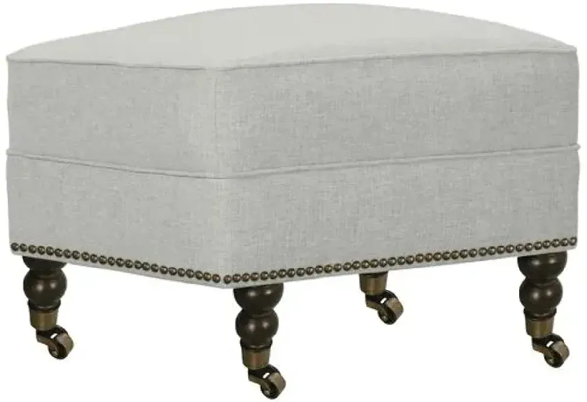 Margot Linen-Blend Ottoman - Gray