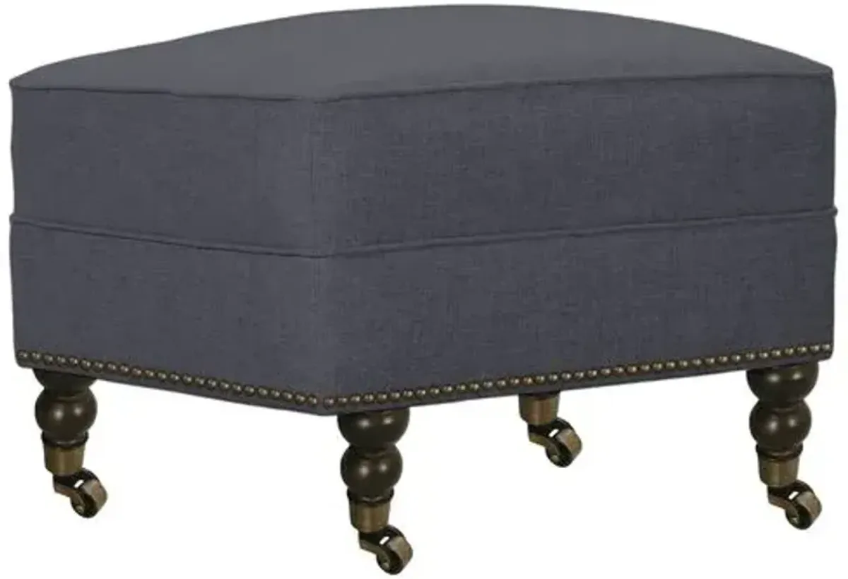 Margot Linen-Blend Ottoman - Blue