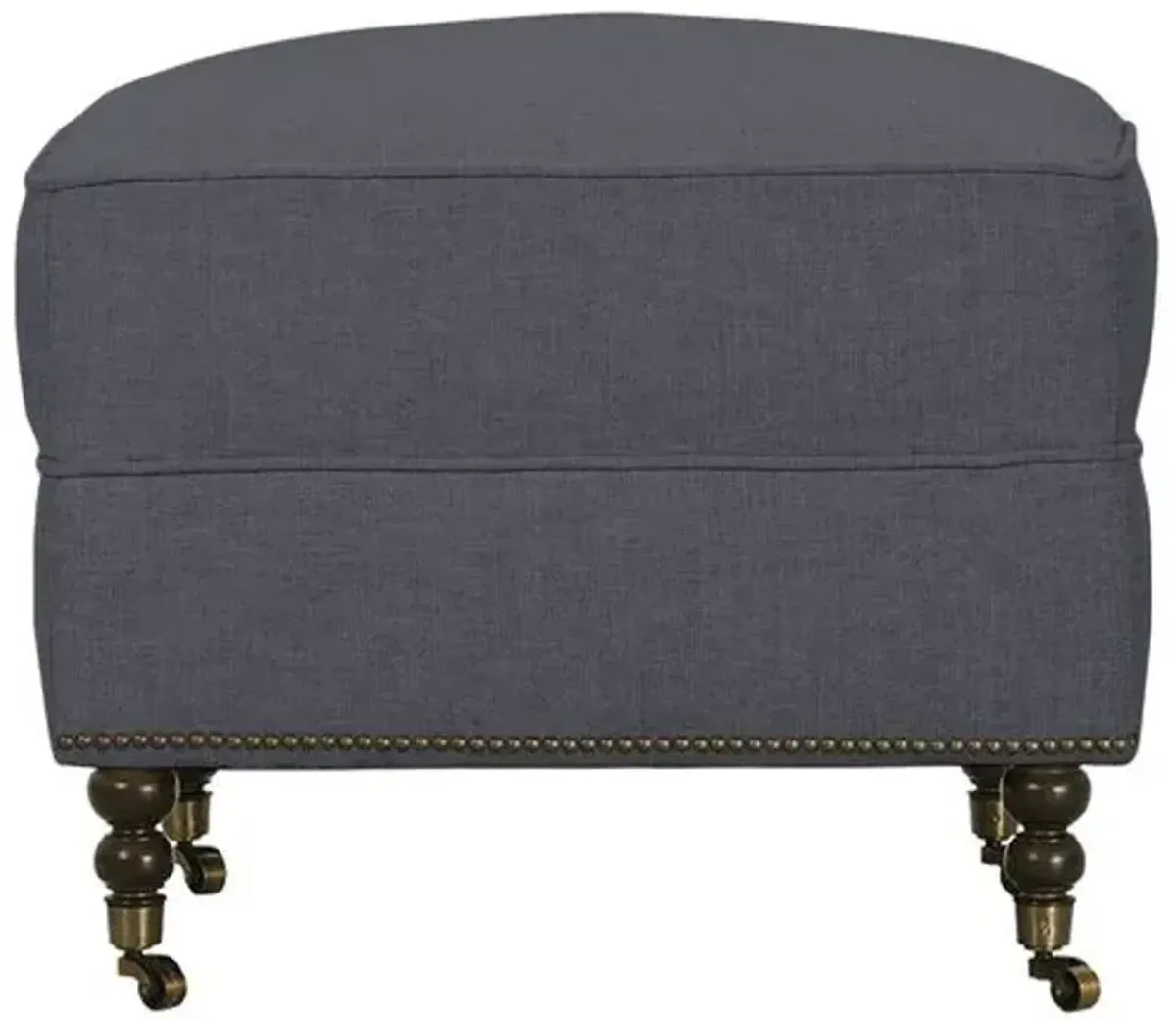 Margot Linen-Blend Ottoman - Blue