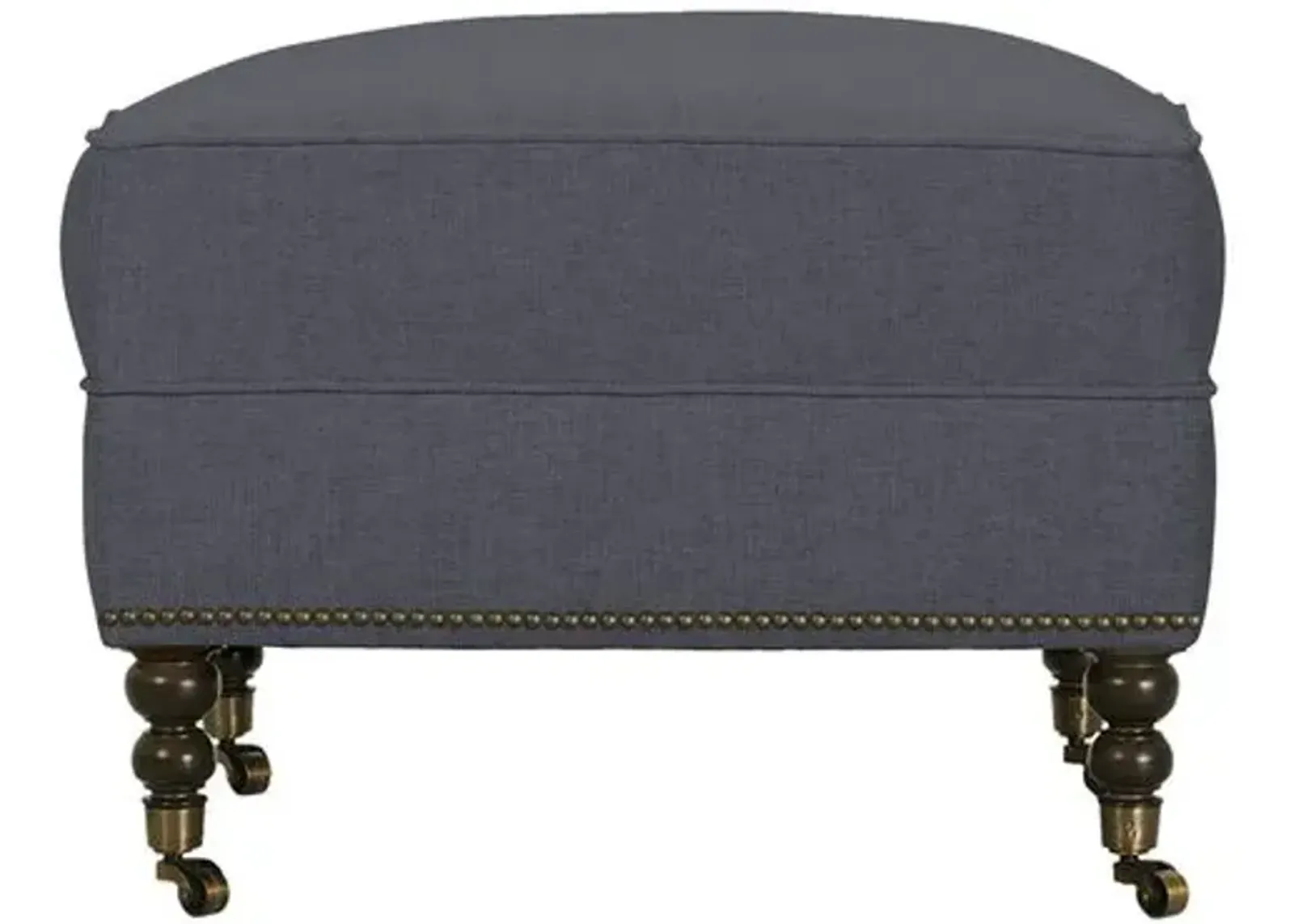 Margot Linen-Blend Ottoman - Blue