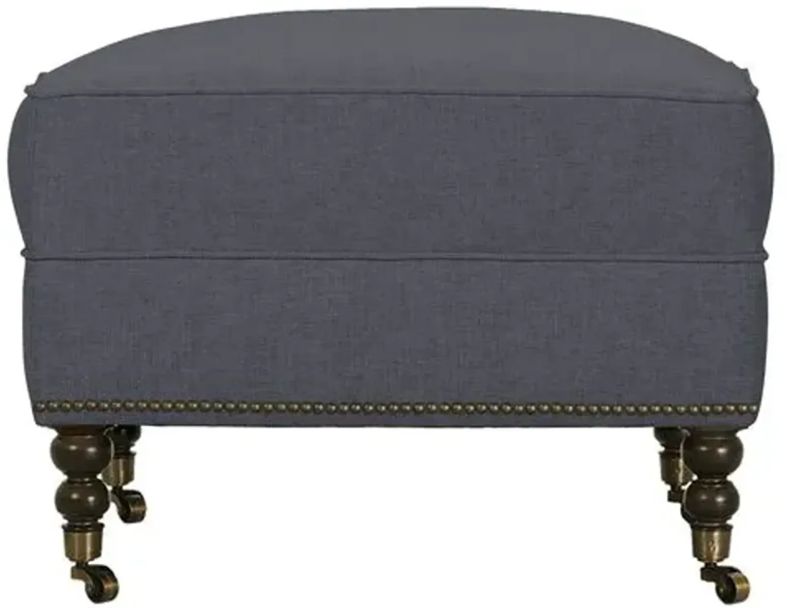 Margot Linen-Blend Ottoman - Blue