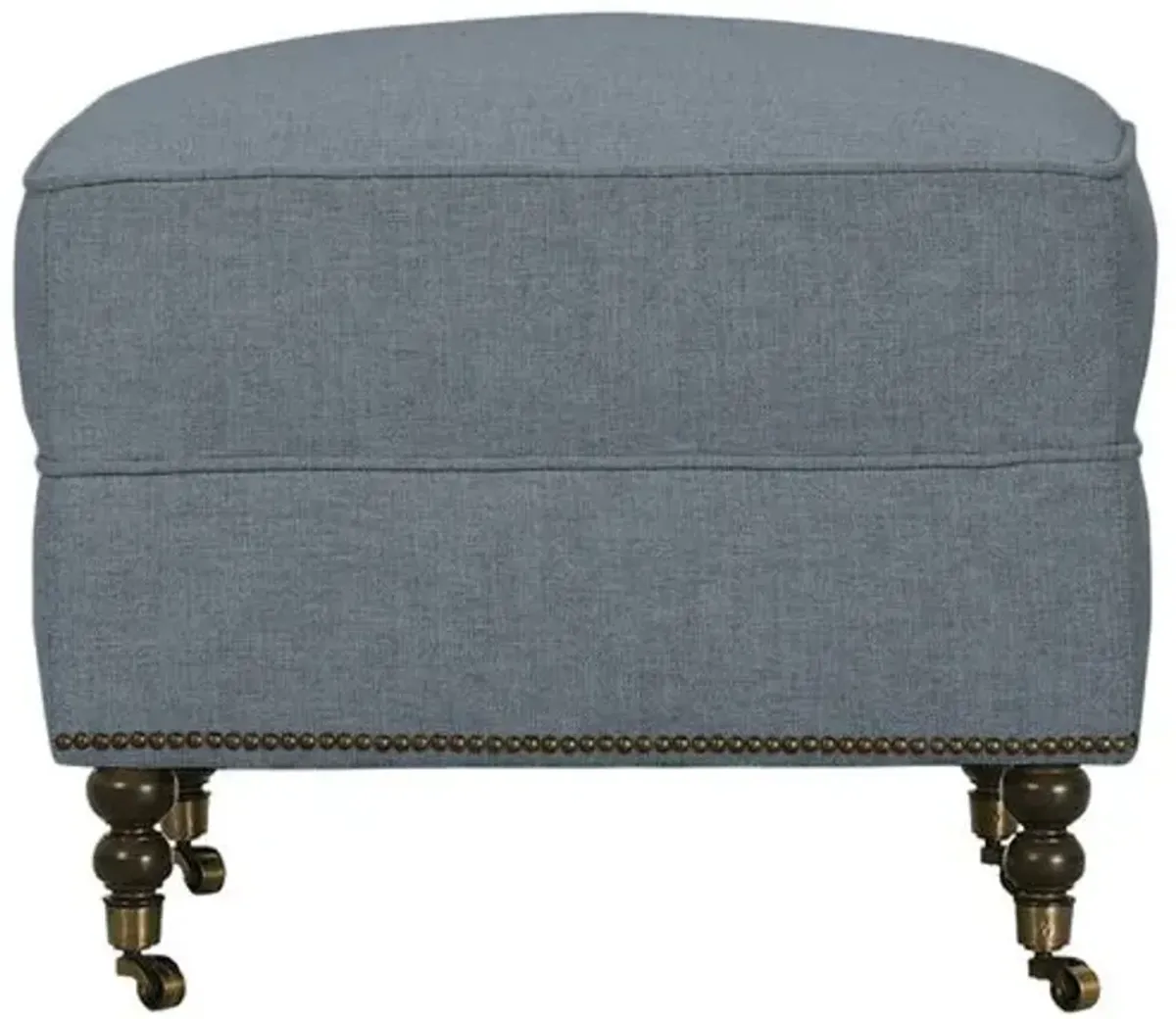 Margot Linen-Blend Ottoman - Blue