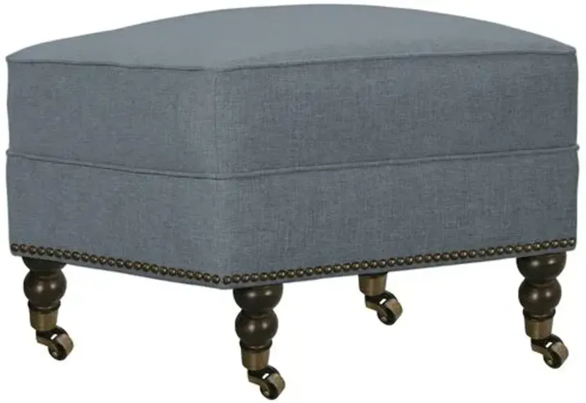 Margot Linen-Blend Ottoman - Blue