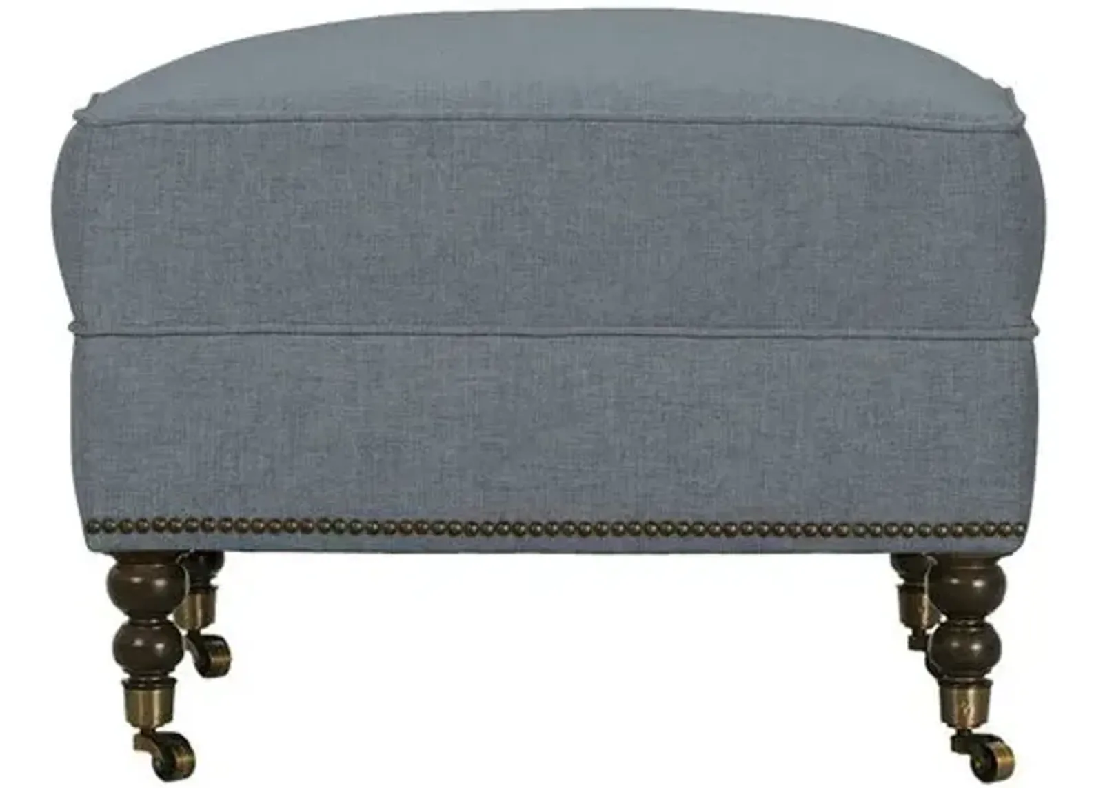 Margot Linen-Blend Ottoman - Blue