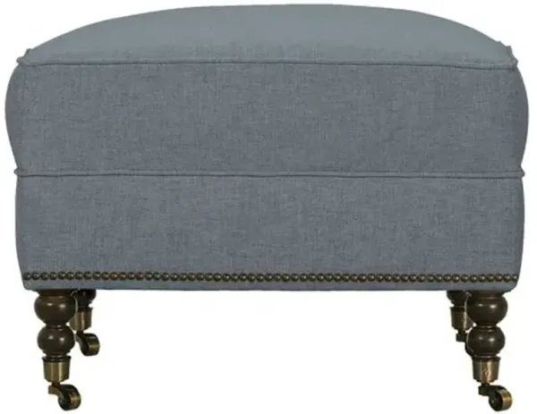 Margot Performance Linen-Blend Ottoman - Blue