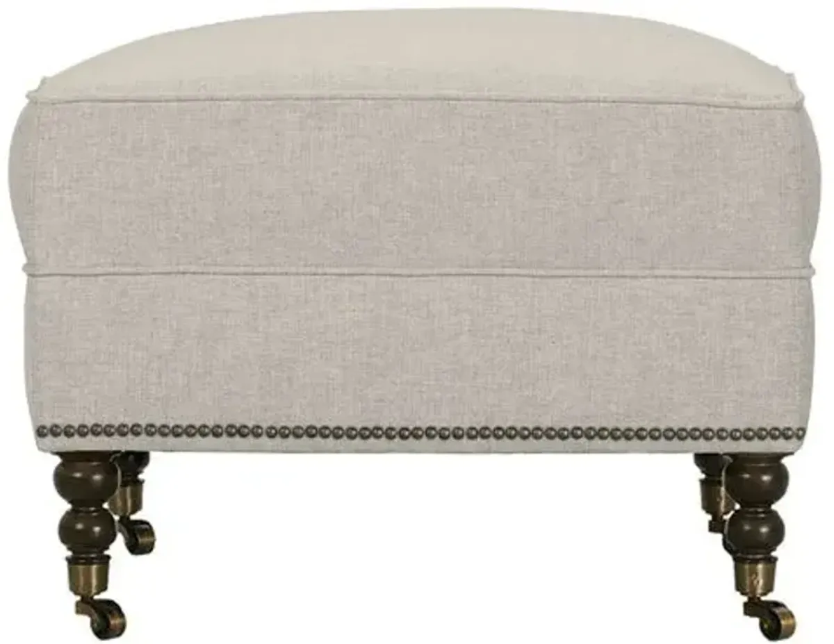 Margot Linen-Blend Ottoman - Gray