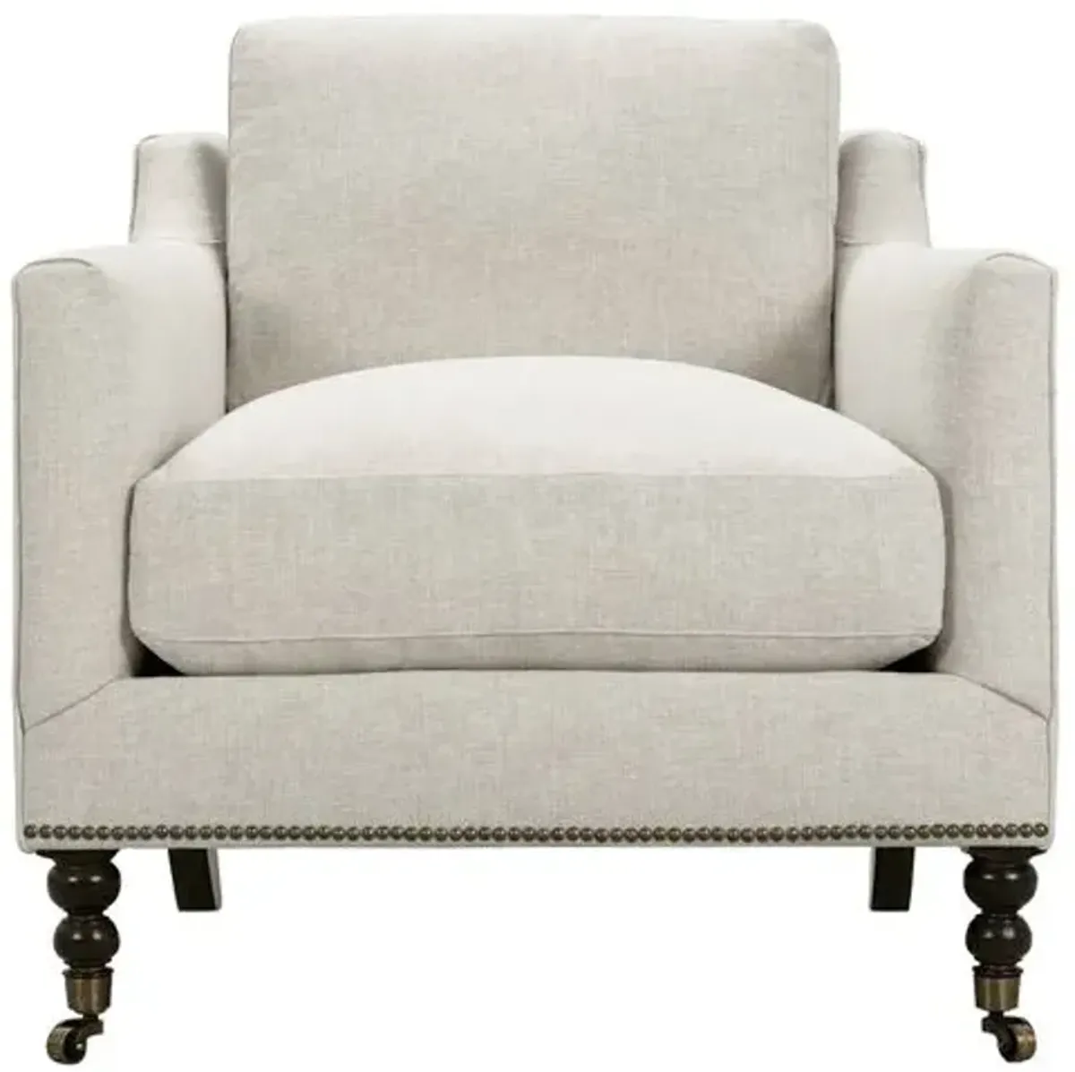 Margot Performance Linen-Blend Accent Chair - Beige, Comfortable, Durable, Cushioned