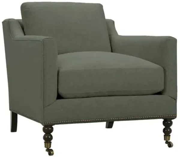 Margot Performance Linen-Blend Accent Chair - Green, Comfortable, Durable, Cushioned
