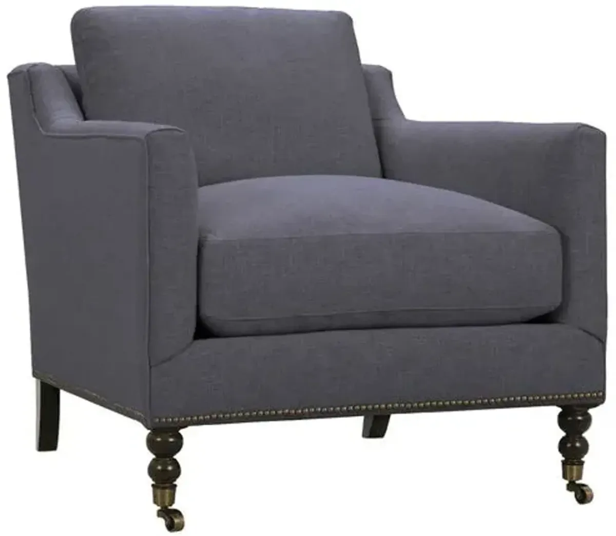 Margot Performance Linen-Blend Accent Chair - Blue, Comfortable, Durable, Cushioned