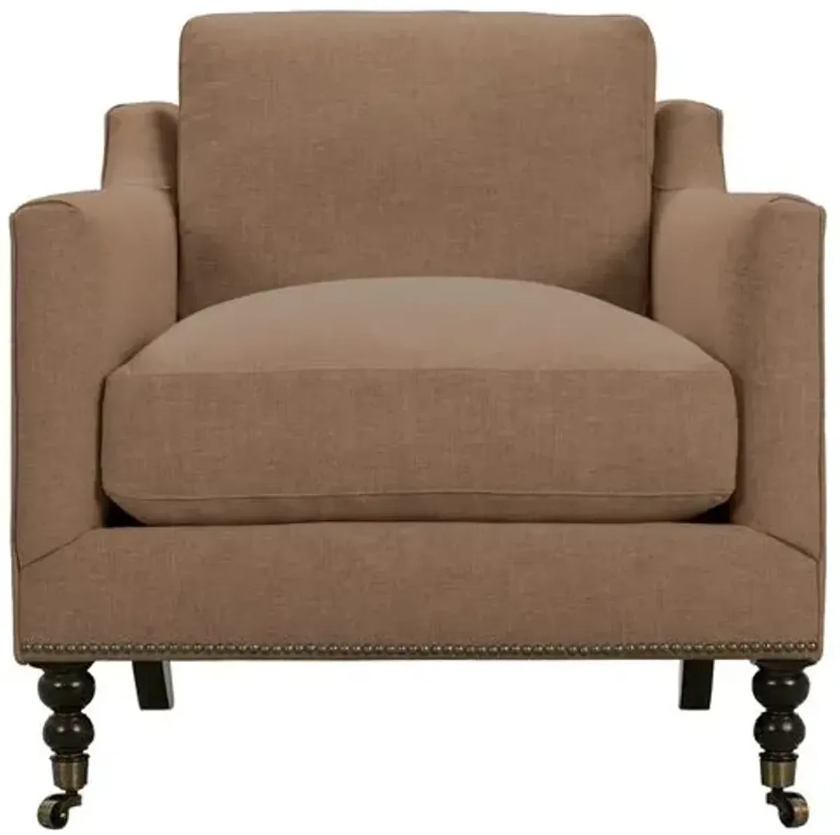 Margot Performance Linen-Blend Accent Chair - Brown, Comfortable, Durable, Cushioned