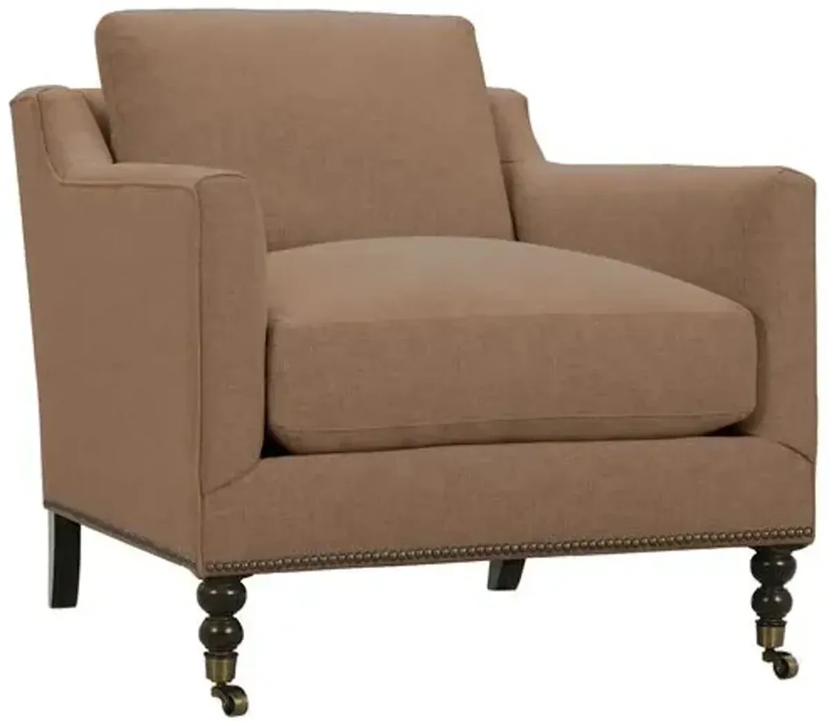 Margot Performance Linen-Blend Accent Chair - Brown, Comfortable, Durable, Cushioned