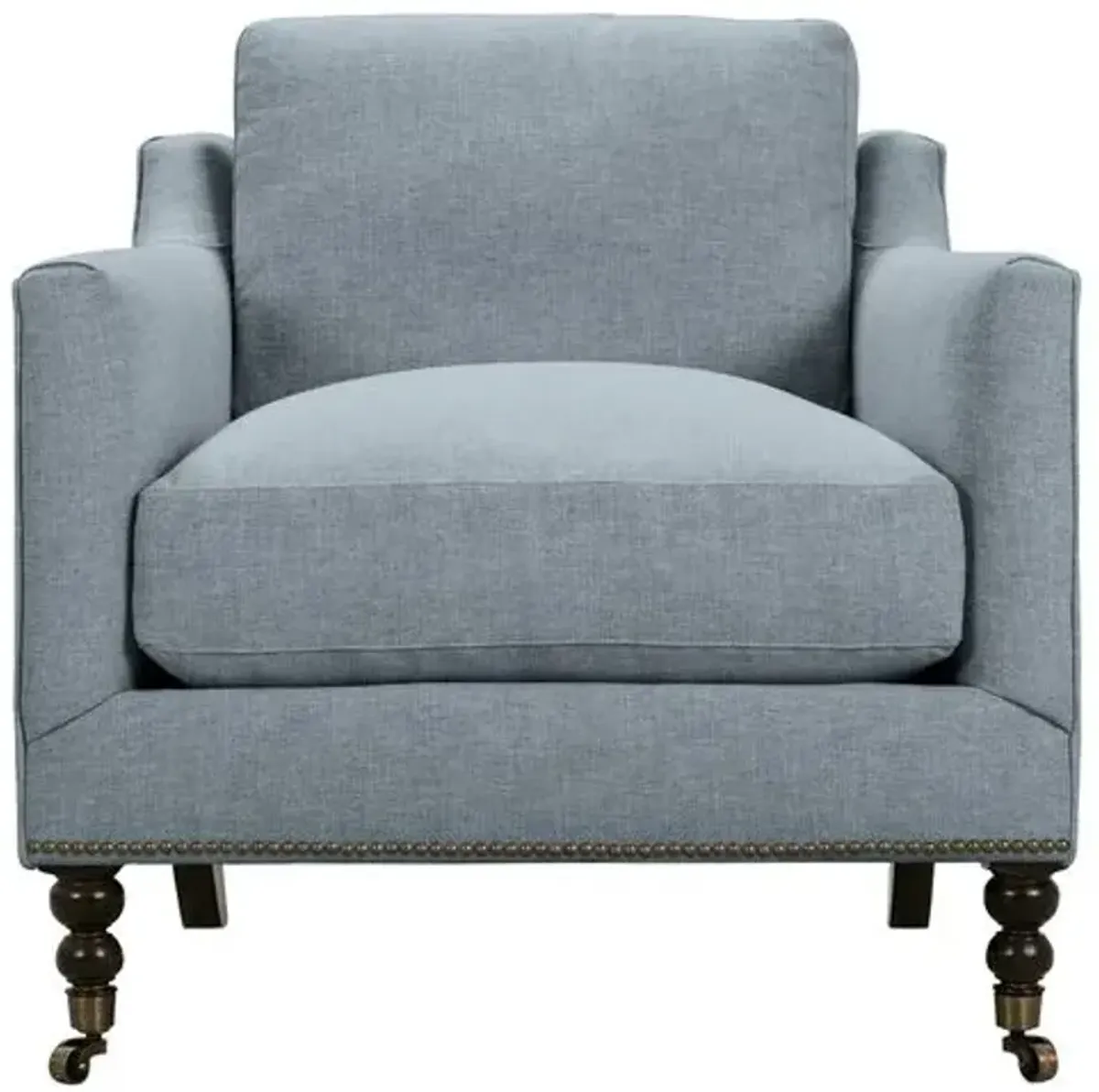 Margot Performance Linen-Blend Accent Chair - Blue, Comfortable, Durable, Cushioned