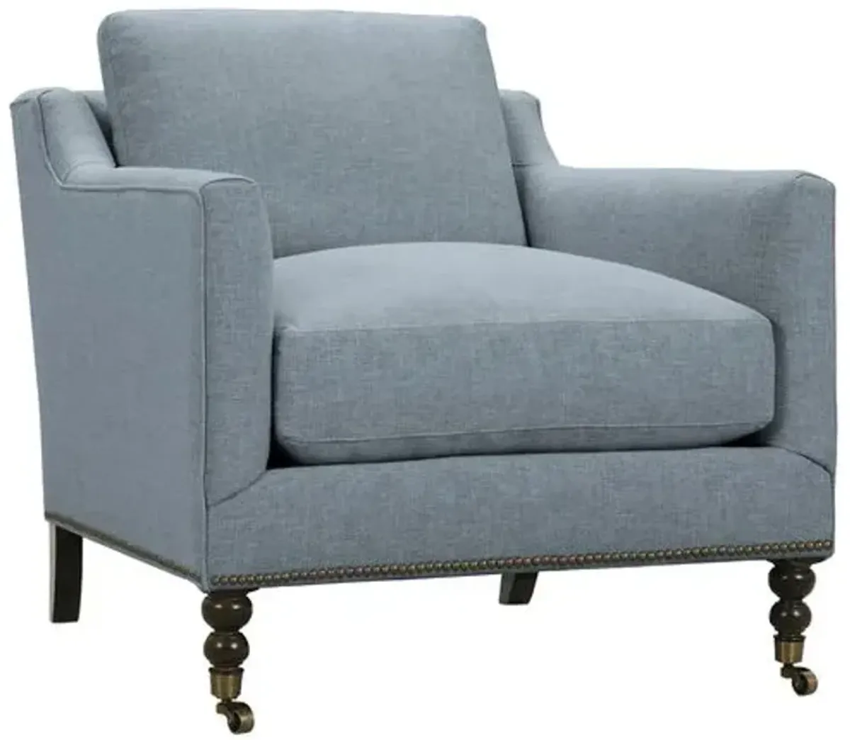 Margot Performance Linen-Blend Accent Chair - Blue, Comfortable, Durable, Cushioned