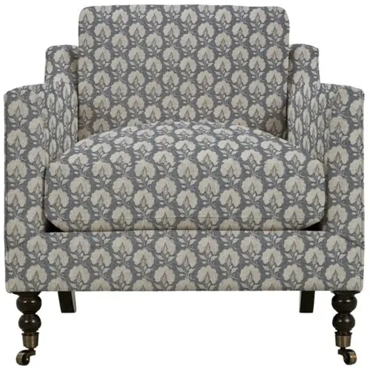 Margot Accent Chair - Floral Block Print - Blue, Comfortable, Durable, Cushioned