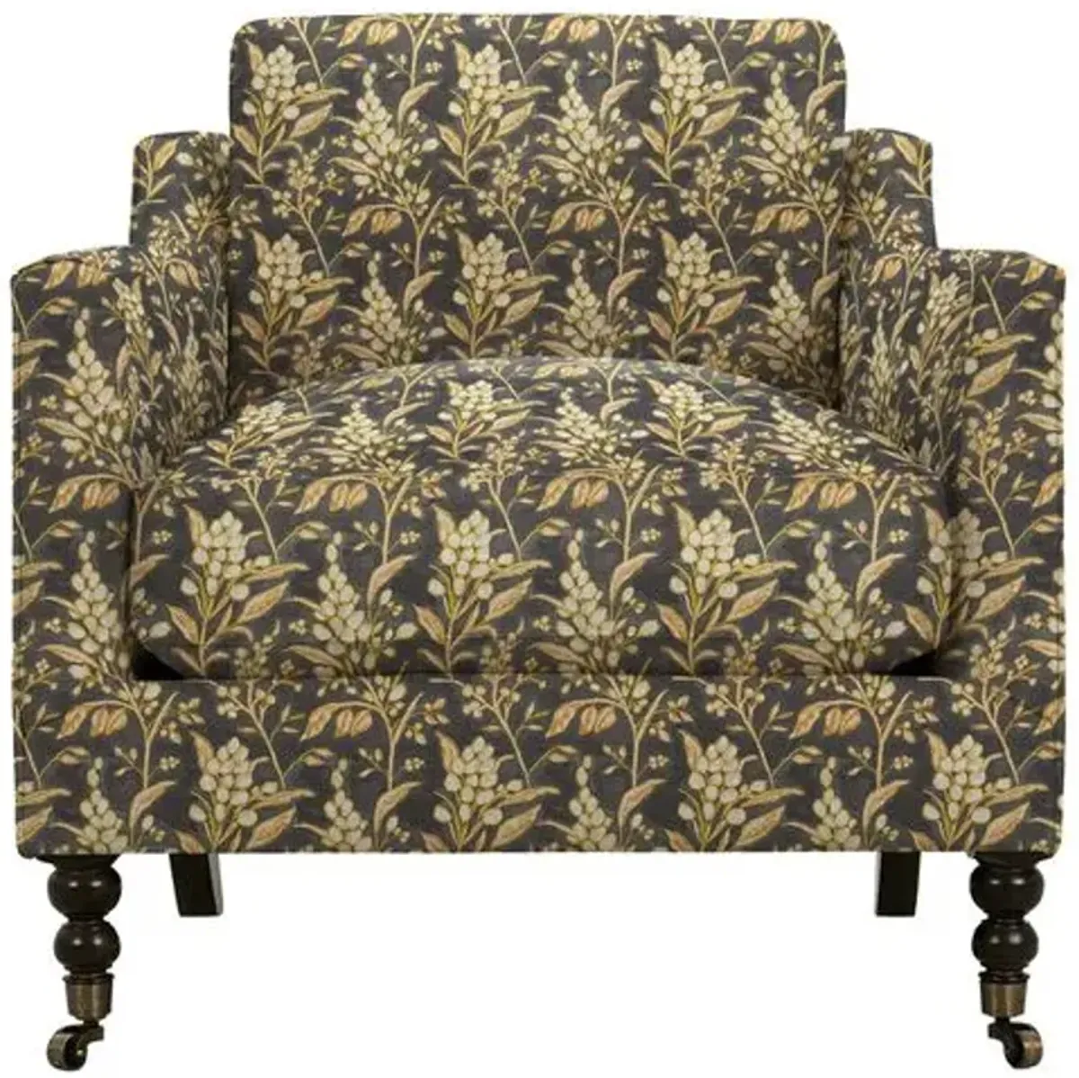 Margot Accent Chair - Indigo Leafy Floral - Blue, Comfortable, Durable, Cushioned