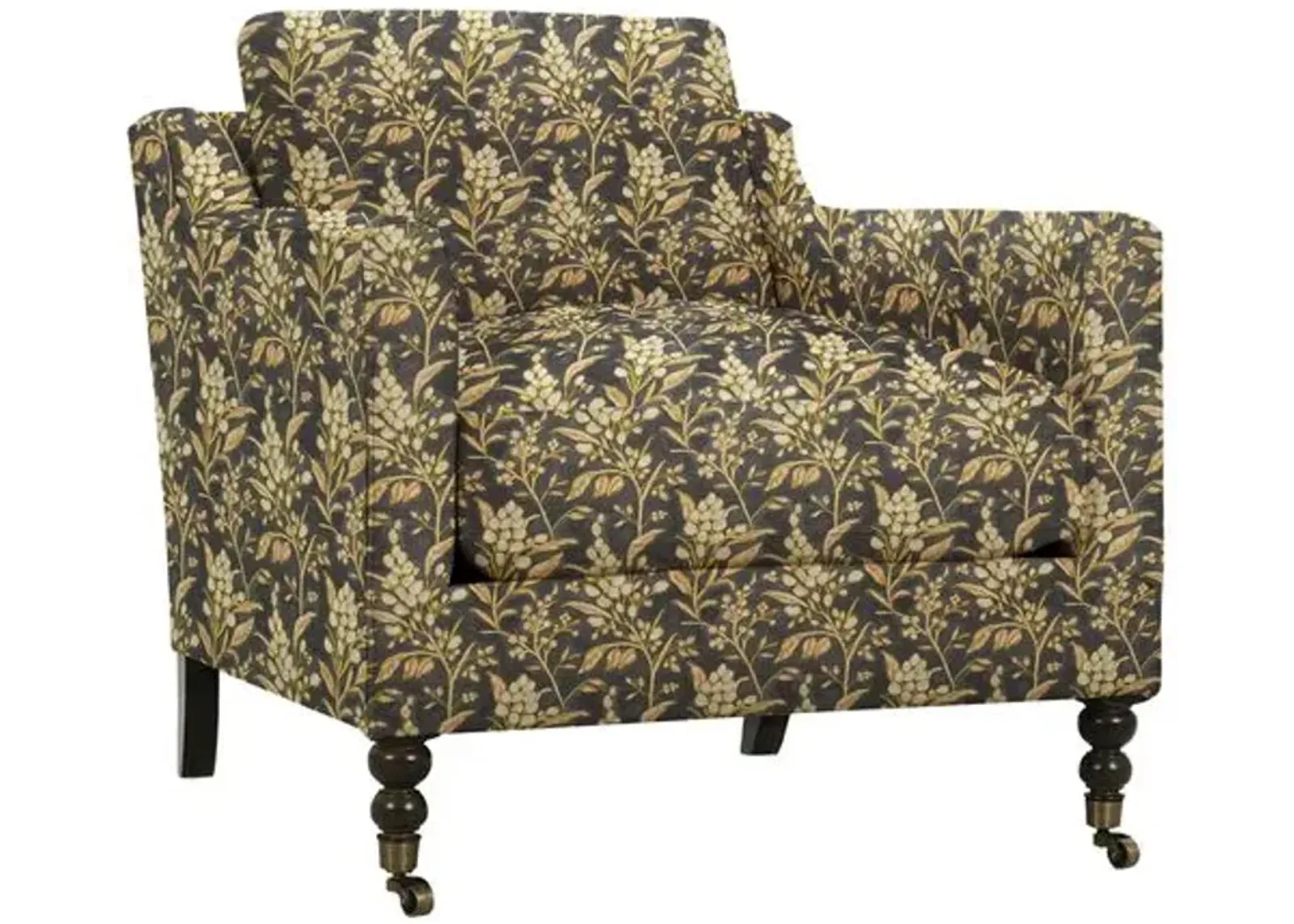 Margot Accent Chair - Indigo Leafy Floral - Blue, Comfortable, Durable, Cushioned