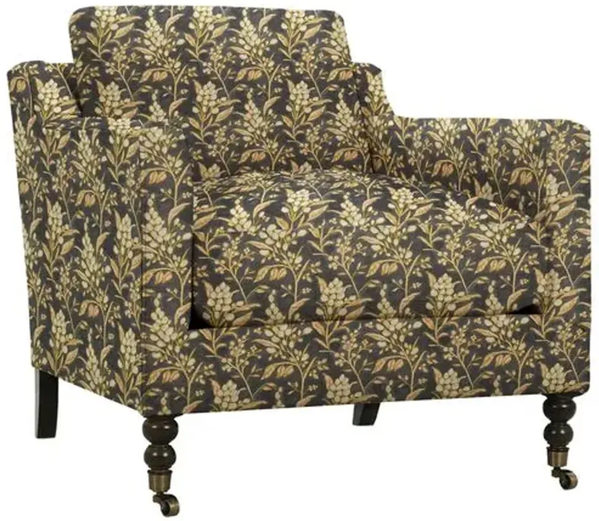 Margot Accent Chair - Indigo Leafy Floral - Blue, Comfortable, Durable, Cushioned