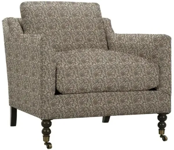 Margot Accent Chair - Daisy Block Print - Blue, Comfortable, Durable, Cushioned