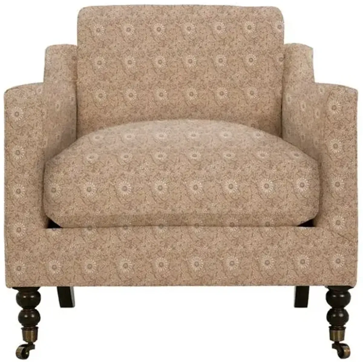 Margot Accent Chair - Daisy Block Print - Brown, Comfortable, Durable, Cushioned