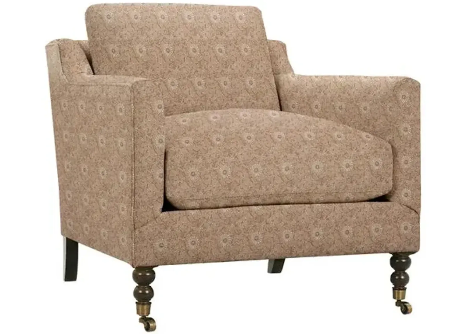 Margot Accent Chair - Daisy Block Print - Brown, Comfortable, Durable, Cushioned