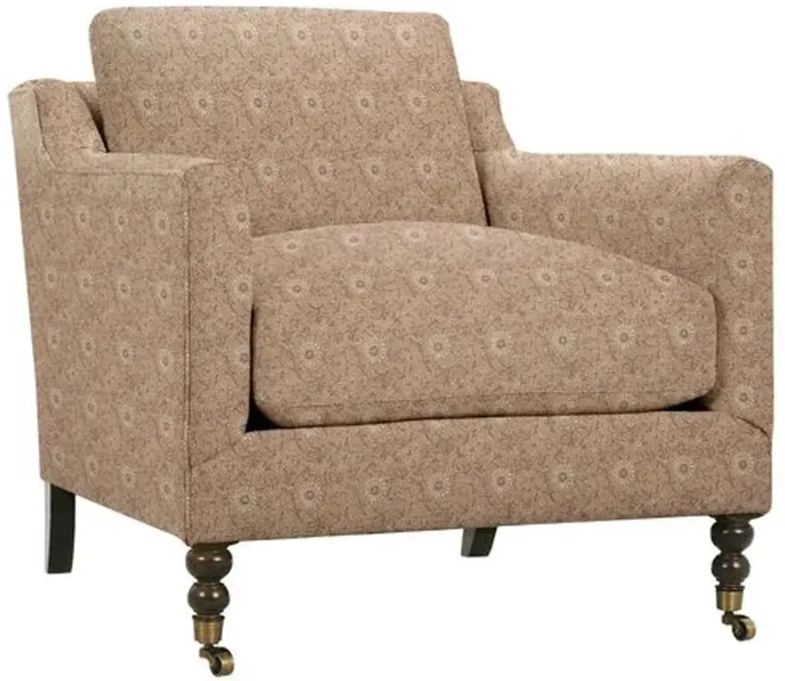 Margot Accent Chair - Daisy Block Print - Brown, Comfortable, Durable, Cushioned