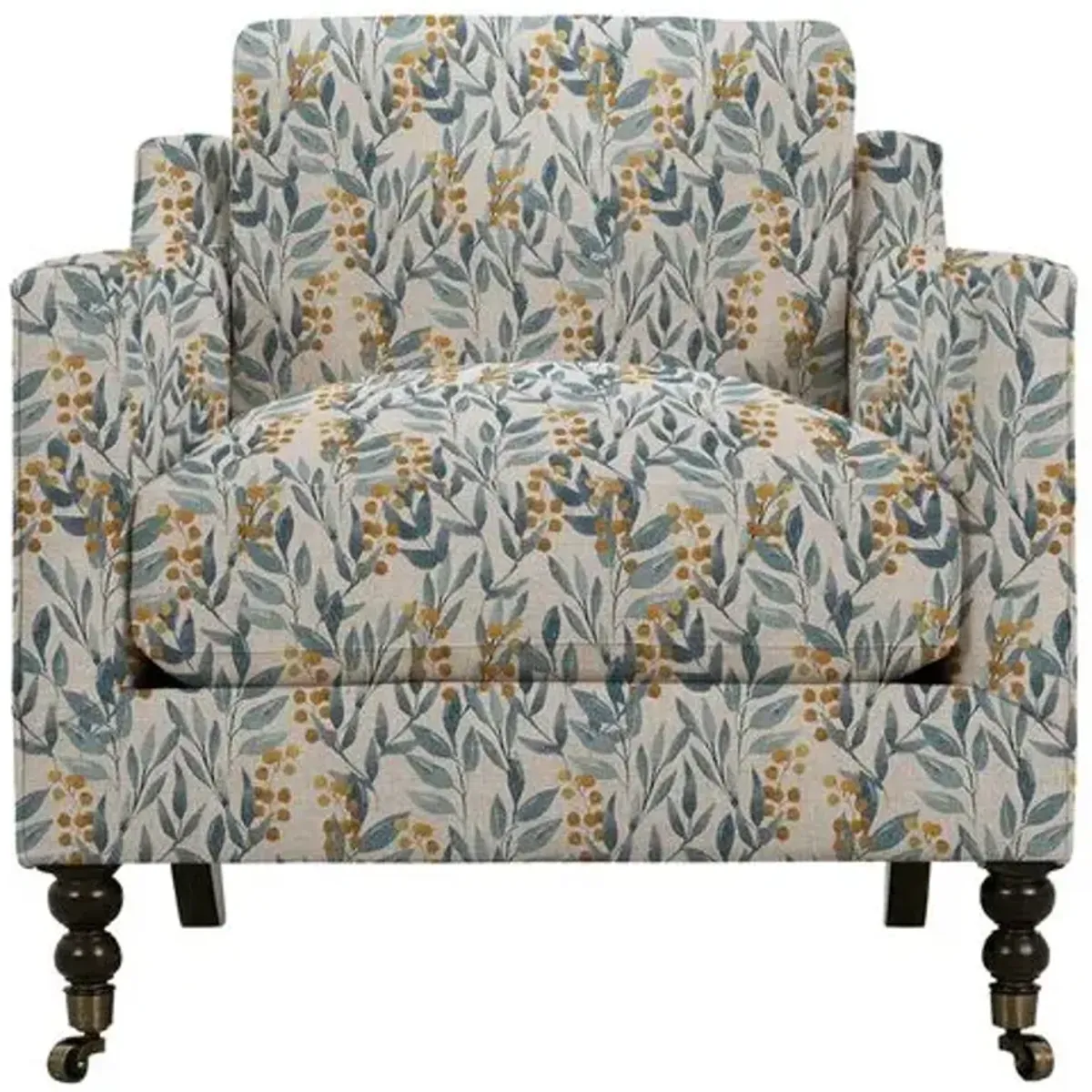 Margot Accent Chair - Blue/Natural Leaf, Comfortable, Durable, Cushioned