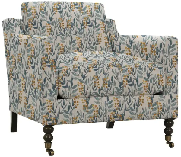 Margot Accent Chair, Blue/Natural Leaf
