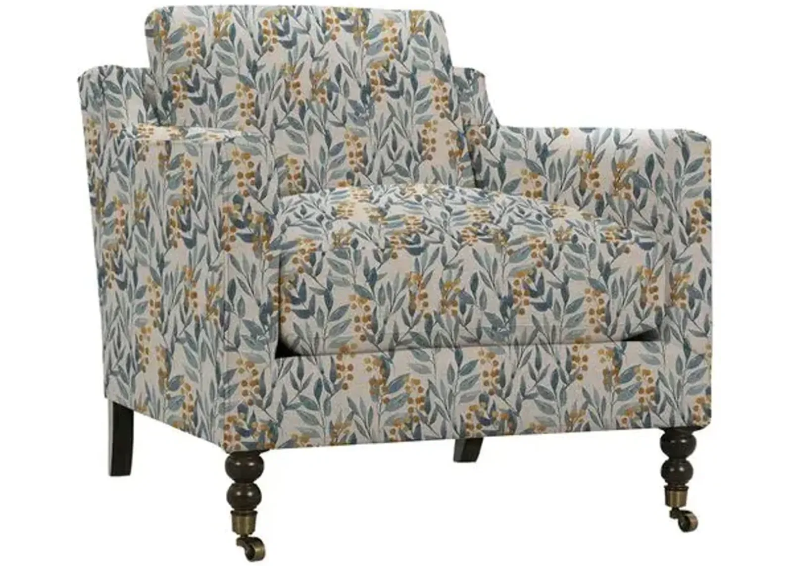 Margot Accent Chair - Blue/Natural Leaf, Comfortable, Durable, Cushioned