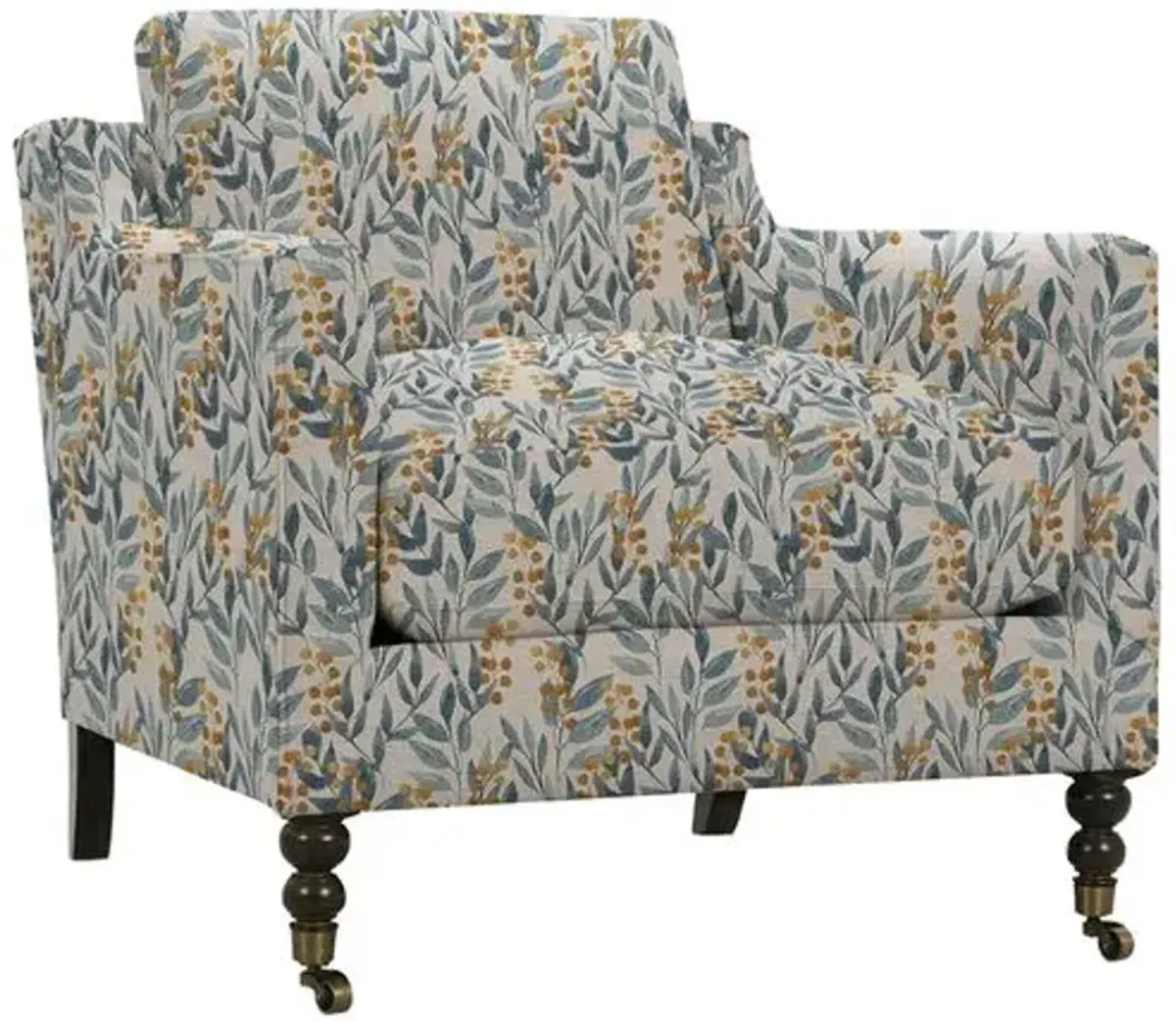 Margot Accent Chair - Blue/Natural Leaf, Comfortable, Durable, Cushioned