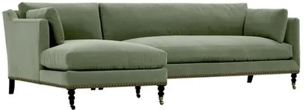 Margot Velvet Sectional Chaise - Green - Comfortable, Sturdy, Stylish