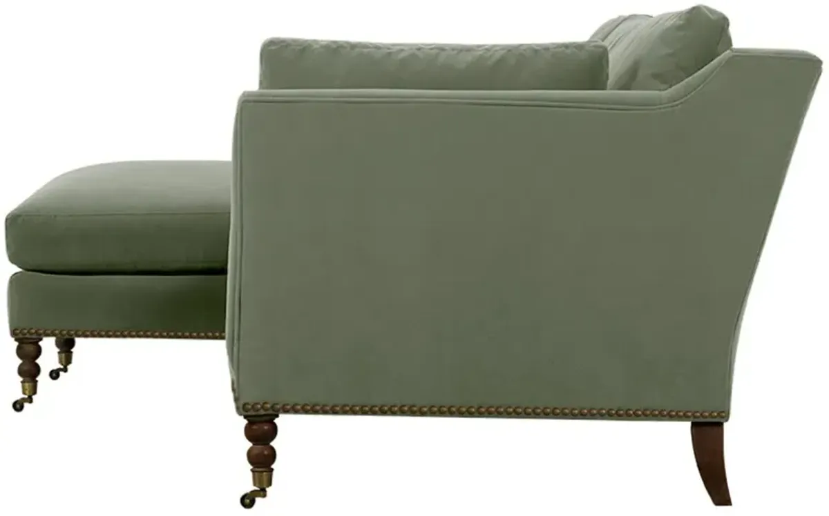 Margot Velvet Sectional Chaise - Green - Comfortable, Sturdy, Stylish