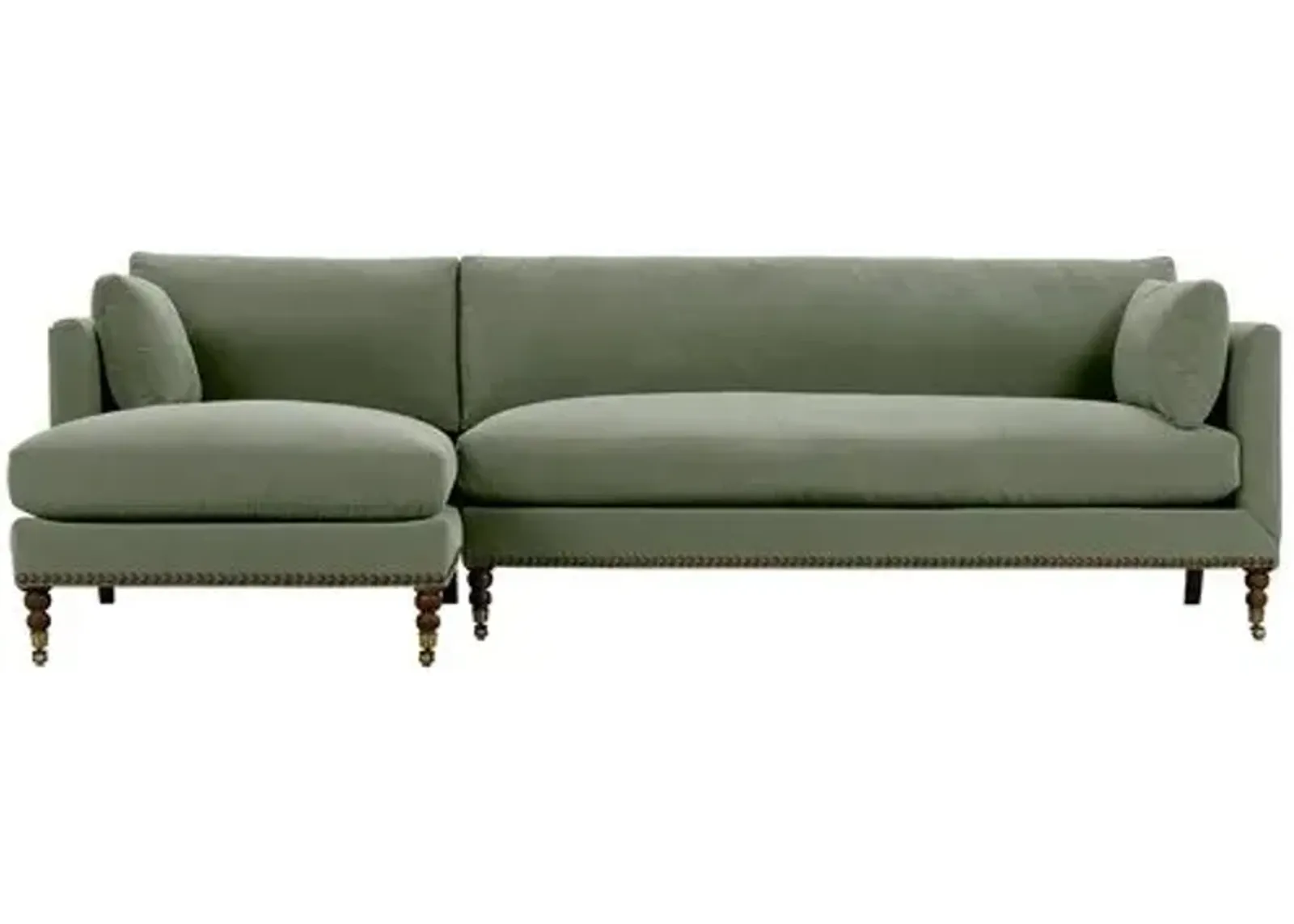 Margot Velvet Sectional Chaise - Green - Comfortable, Sturdy, Stylish