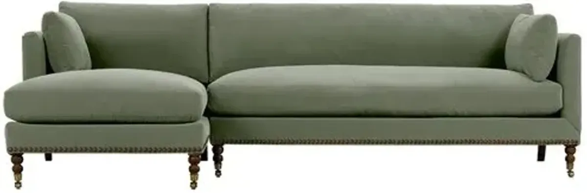 Margot Velvet Sectional Chaise - Green - Comfortable, Sturdy, Stylish