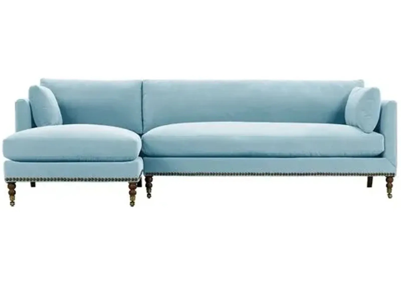 Margot Velvet Sectional Chaise - Blue - Comfortable, Sturdy, Stylish