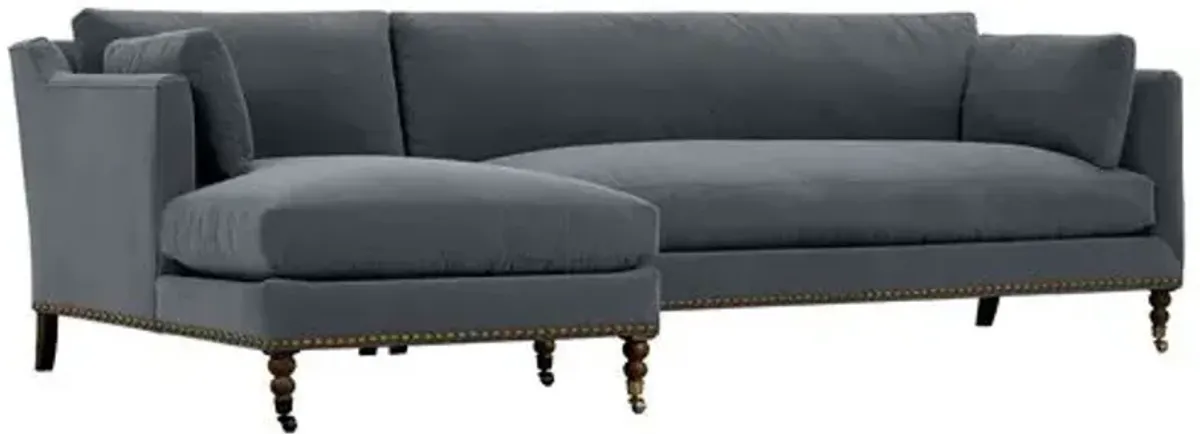 Margot Velvet Sectional Chaise - Gray - Comfortable, Sturdy, Stylish