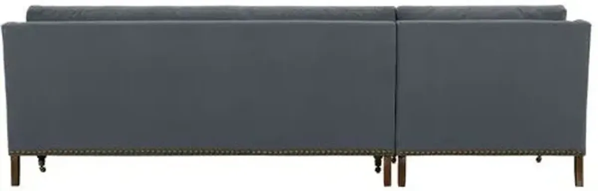 Margot Velvet Sectional Chaise - Gray - Comfortable, Sturdy, Stylish