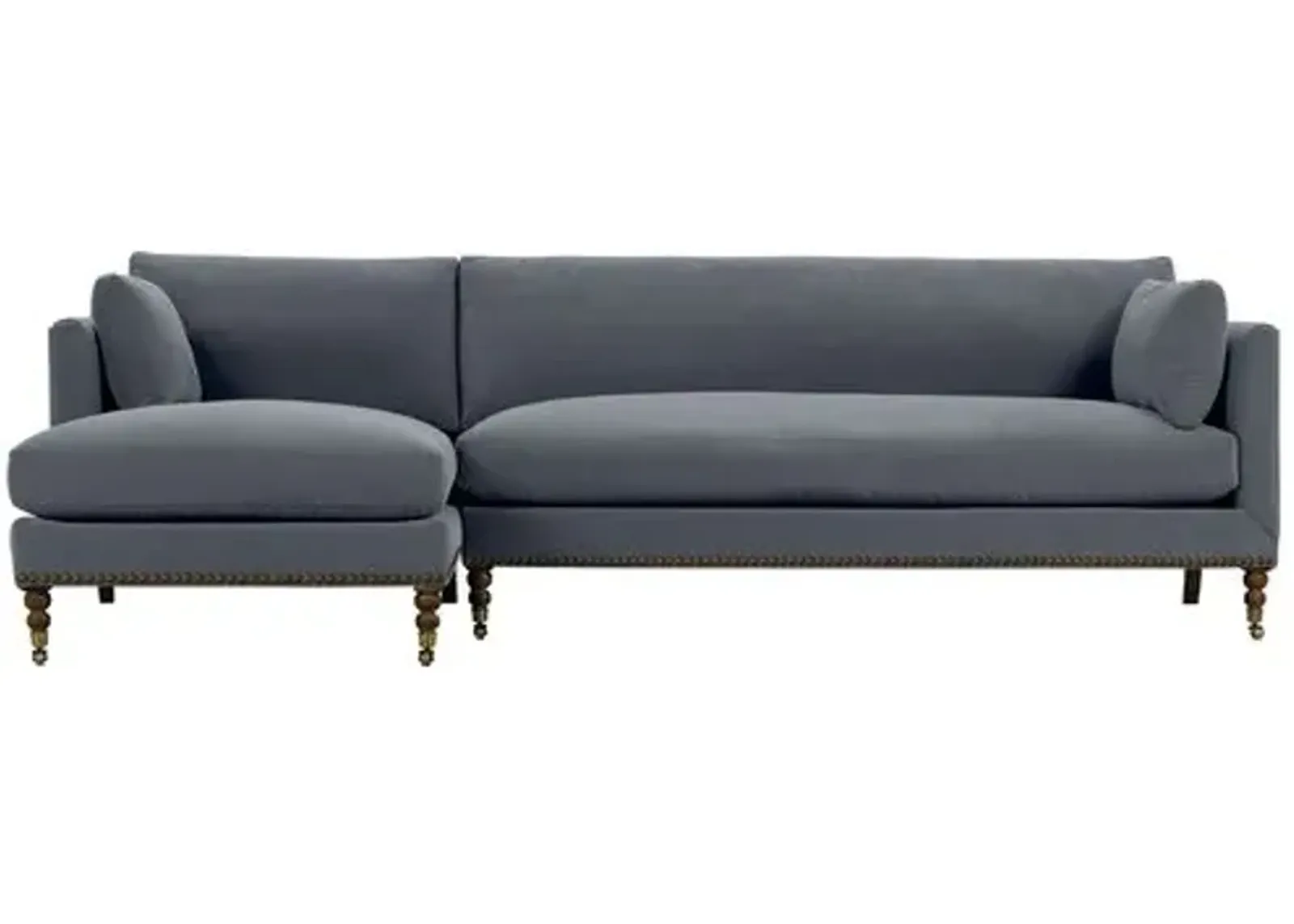 Margot Velvet Sectional Chaise - Gray - Comfortable, Sturdy, Stylish