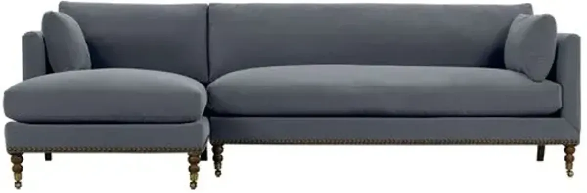 Margot Velvet Sectional Chaise - Gray - Comfortable, Sturdy, Stylish