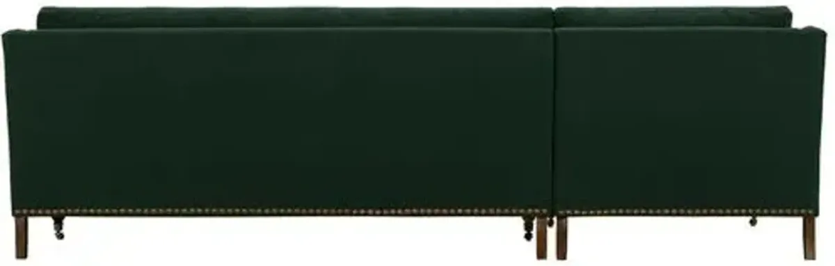 Margot Velvet Sectional Chaise - Green - Comfortable, Sturdy, Stylish