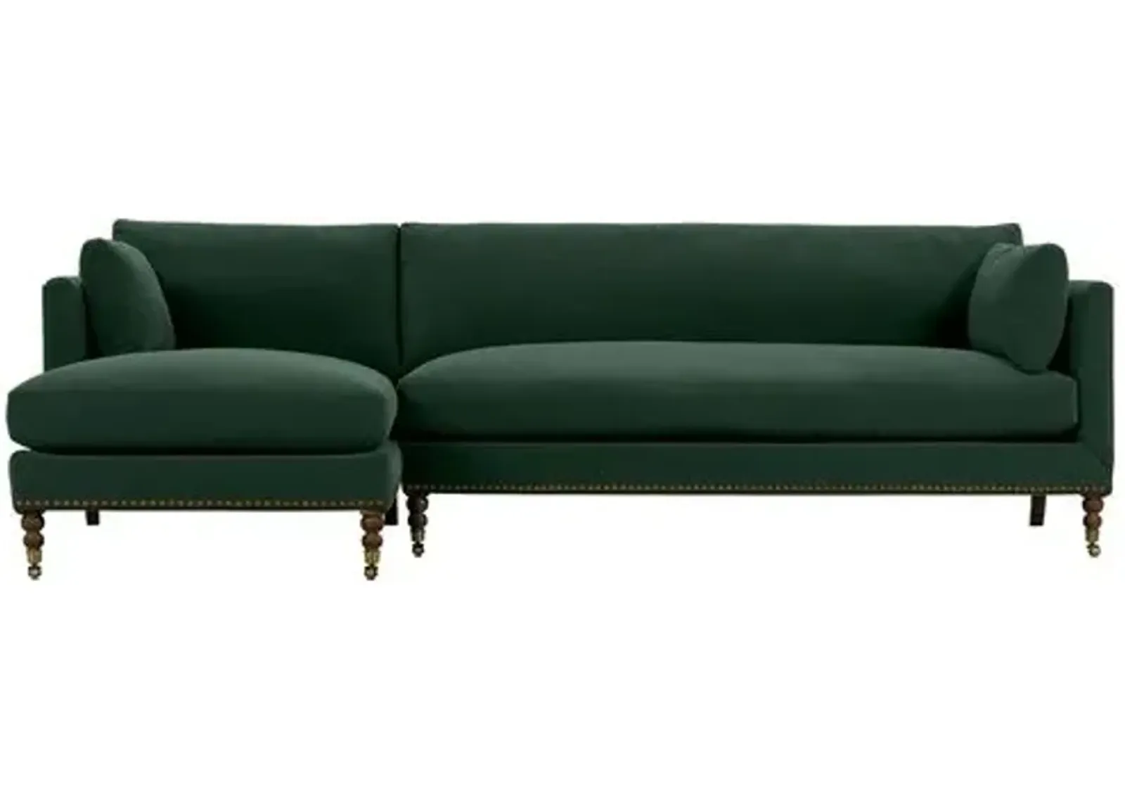 Margot Velvet Sectional Chaise - Green - Comfortable, Sturdy, Stylish