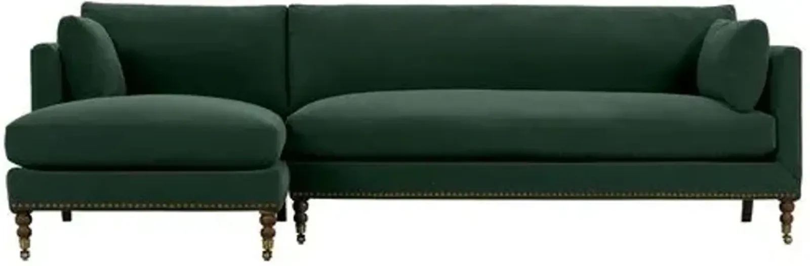 Margot Velvet Sectional Chaise - Green - Comfortable, Sturdy, Stylish