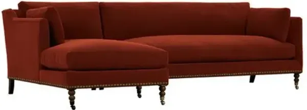 Margot Velvet Sectional Chaise - Brown - Comfortable, Sturdy, Stylish